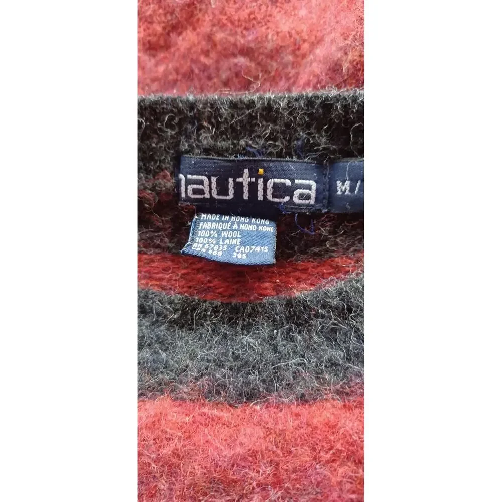 Retro 90s Grunge Men's Medium Fuzzy Wool Ombre Stripe Pullover Sweater Indie Y2K - Picture 5 of 6